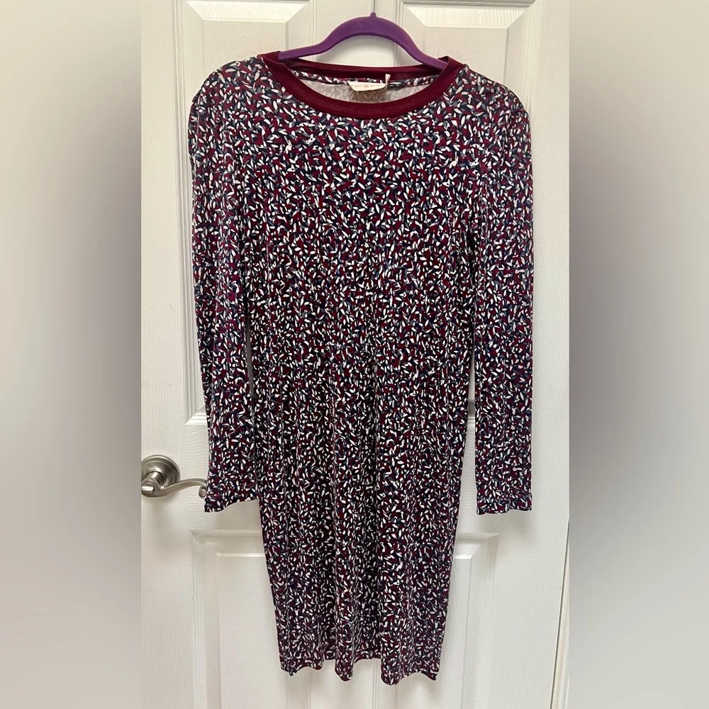 Tory Burch Silk Dress Multicolor Patterned Long Sleeve Midi Size Small Petite